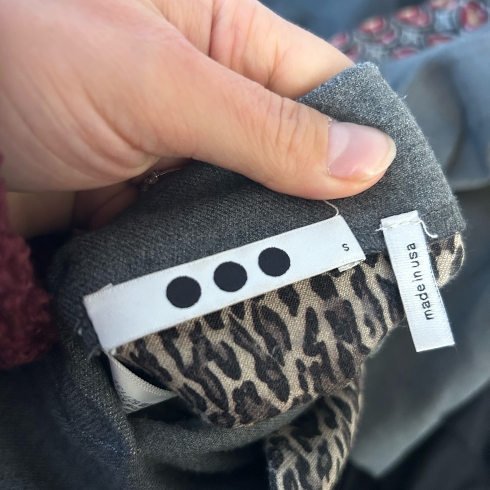 Three Dots Animal Print Lined Gray Longline Jacket - Picture 3 of 4